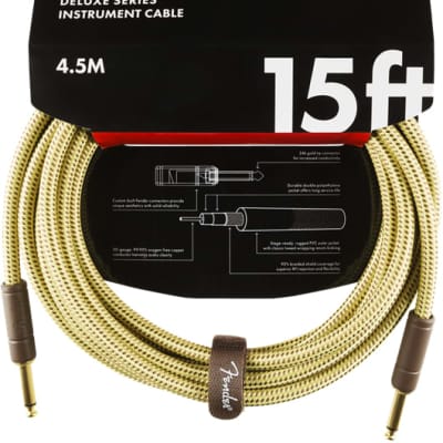 Fender Deluxe TWEED Electric Guitar/Instrument Cable, Straight Ends, 15' ft image 5
