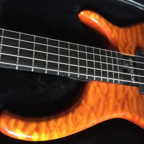 Modulus Quantum 5 Bass Guitar 5A Quilt Top MAPLE NOS Bartolini - TOP OF LINE 2006 Orange Brown Yello image 11