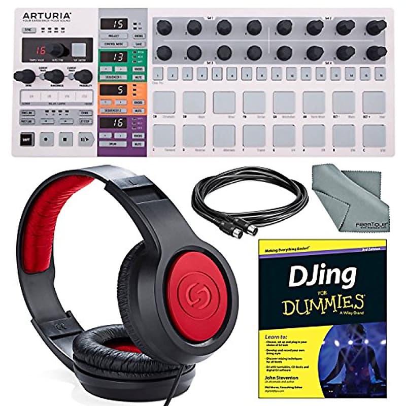 Arturia BeatStep Pro MIDI/Analog Controller & Sequencer and Deluxe Bundle w/ Samson SR360 Professional Headphones + MIDI Cable + Djing for Dummies + Fibertique Cloth image 1