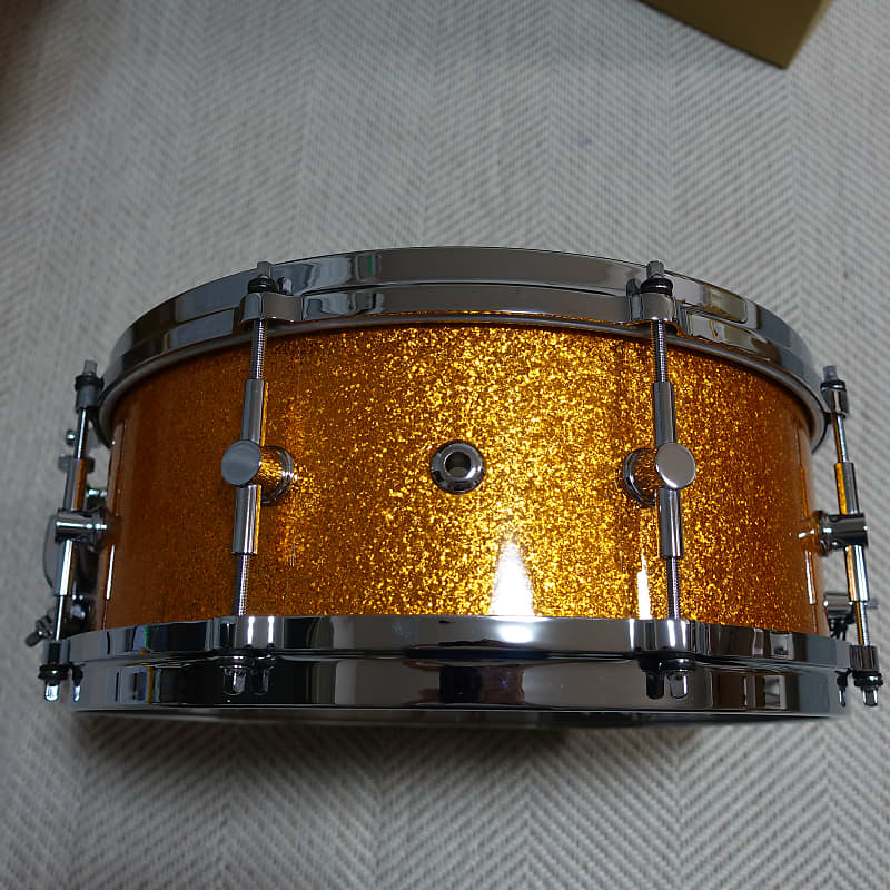 Canopus 1ply solid bubinga 14x5.5 - Gold sparkle | Reverb