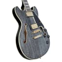 D'Angelico Excel Series Mini DC Semi-Hollow Electric Guitar w/ USA Seymour Duncan Humbuckers & Stopbar Tailpiece Black Dog