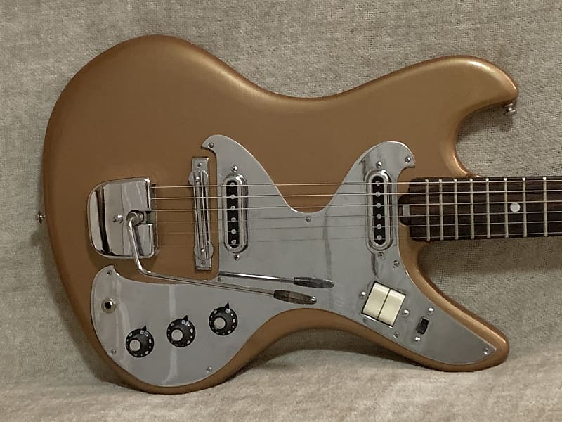 Vintage 1960’s JVC Victor Nivico Astrotone Unitone Model EG-35 Surf Guitar Gold Finish MIJ Japan Teisco Clean! image 1
