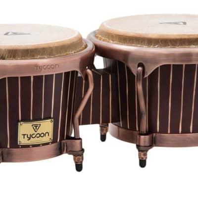 Tycoon Percussion Master Bongo Drums 7" & 8-1/2" Heads, Handcrafted Pinstripe image 1
