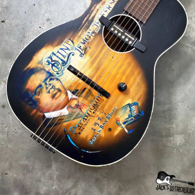 Harmony Stella "Blind Lemon Jefferson" Parlor Guitar w/ Goldfoil Pickup (1960s Art by Michael Bond) image 8