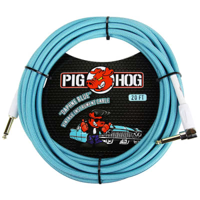 Pig hog PCH20DBR 20-Ft 1/4-in Right to 1/4-in Straight Cable - Daphne Blue image 1