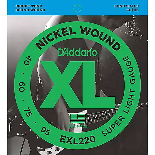 D'Addario EXL220 Long Scale Super Light 40-95 4-String Bass image 1