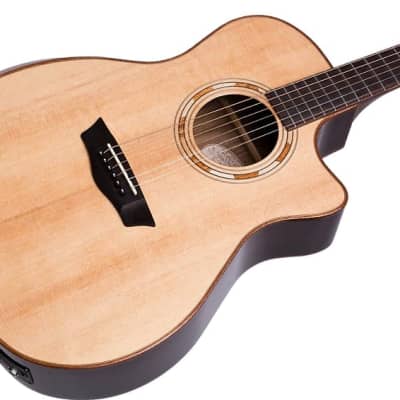 Washburn WCG20SCE-O-U Comfort Series with Arm Rest Solid Spruce Top Acoustic-Electric Guitar - Natur image 2