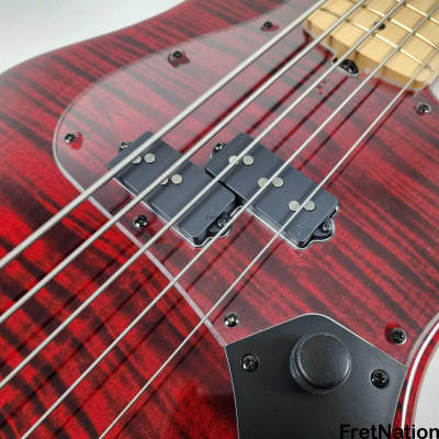 Valenti V21-J5 5-String Transparent Red Quilted J-Bass | Reverb