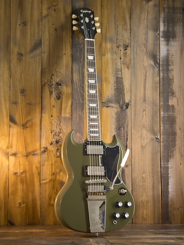 ギター Epiphone SG Standard Olive Drab Green Epiphone Exclusive SG Standard '61 Maestro Vibrola Electric