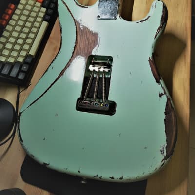 Warmoth  Left Handed heavy Relic Partscaster  Surf Green image 2