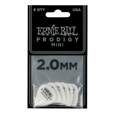 Genuine Ernie Ball 2.0 mm White Mini Prodigy Picks 6-Pack P09203 image 2