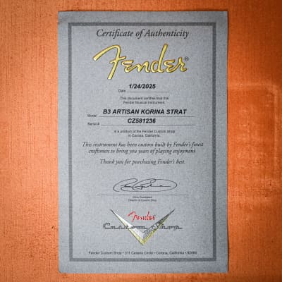 Fender Custom Shop Artisan Korina Stratocaster NOS- Chocolate 3 Tone Sunburst 2025 (CZ581236) image 6