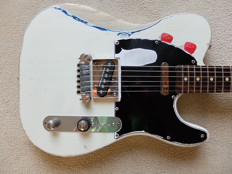 Custom Rick Parfitt Telecaster 2018 Olympic White on Blue | Reverb