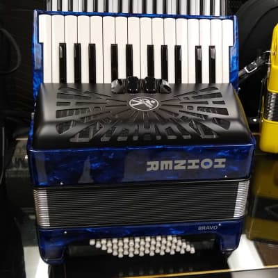 Hohner Bravo II 48 Bass Piano Accordion Blue image 1