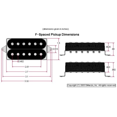 NEW DiMarzio DP155 The Tone Zone Guitar Humbucker F-Spaced - BLACK image 3
