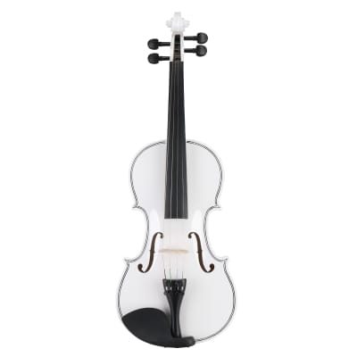 Full Size 4/4 Violin Set for Adults, Beginners, Students with Hard Case, Violin Bow, Shoulder Rest, Rosin, Extra Strings 2020s - White image 2