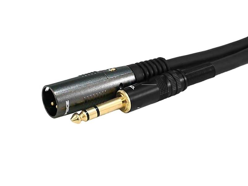 XLR Male to 1/4-Inch TRS Male Cable - Gold Plated, High Fidelity and Eliminate Noise in the Recording Studio and On Stage, 16AWG, 6 Feet, Black, 6Ft  			
