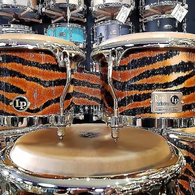 LP Latin Percussion Raul Rekow Signature Tiger Print Bongo Pair