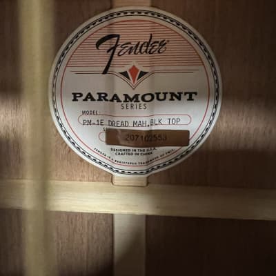 Fender Paramount PM-1E Mahogany 2021 - 2022 - Black Top FREE WRANGLER DENIM STRAP image 4