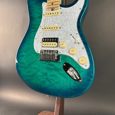 Used 2018 Fender American Elite Strat HSS Shawbucker QMT Aqua Marine Metallic w/Case TSU20642 image 3