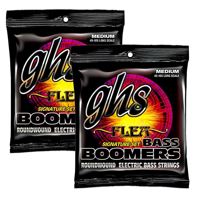 2 Pack GHS M3045F Flea Signature Boomers Bass Guitar Strings - Medium (45-105) Two Complete sets image 1