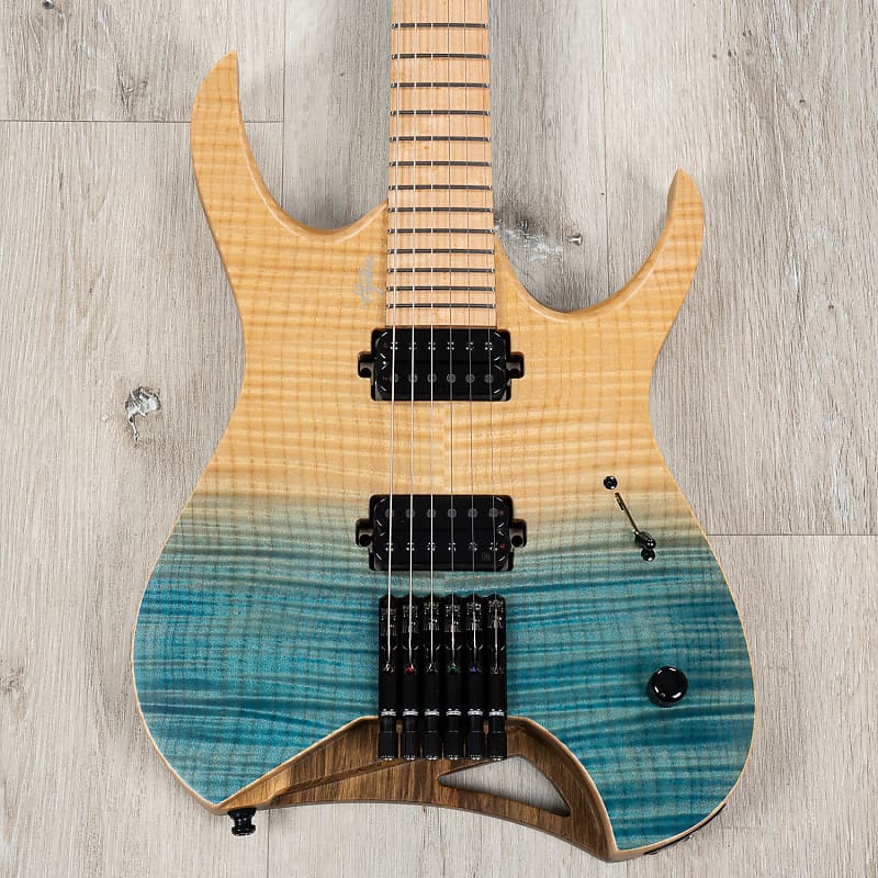 Mayones Hydra Elite 6 Headless Guitar, 3A Birdseye Maple Fretboard, Custom Blue Horizon image 1