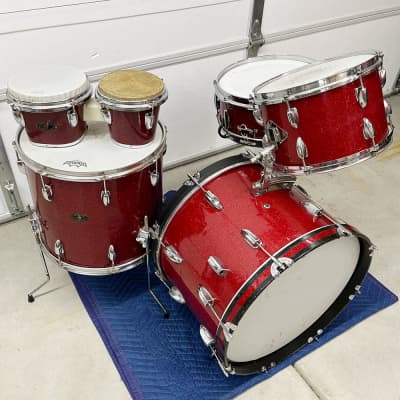 Vintage 1960s Apollo Made In Japan Drum Set in Red Sparkle image 1