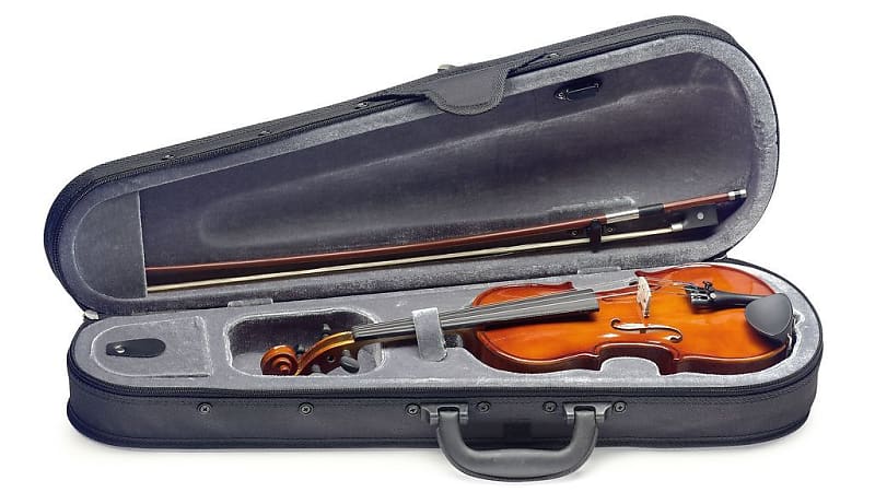 Stagg VN-1/2 E 1/2-Size Violin with Solid Spruce Top & Ebony Fingerboard with Standard Soft Case - Natural image 1