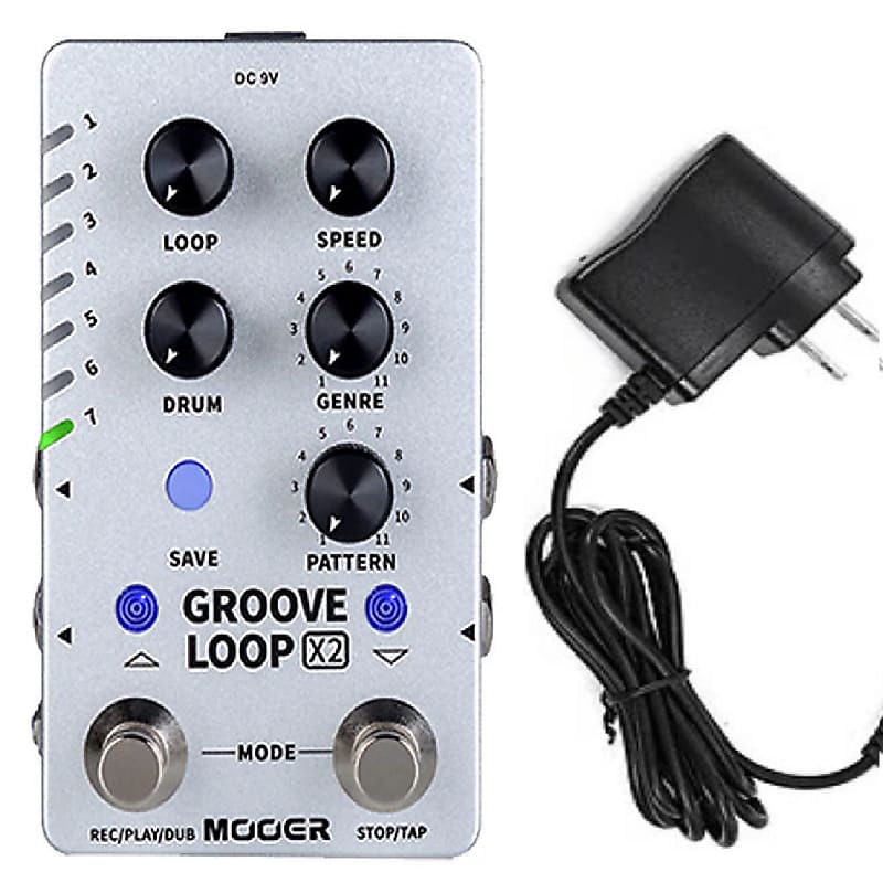 Mooer Groove Loop X2 Looper Drum Machine Guitar Effector + Power Supply