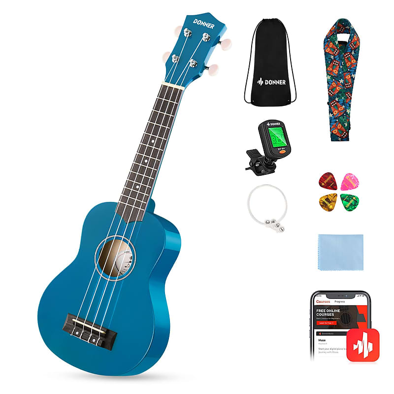 Soprano Ukulele Beginner Kit for Kids Adult Student w/Free Online Lesson 21  Inch Ukelele Gig Bag Strap String Tuner Songbook Pick Polishing Cloth