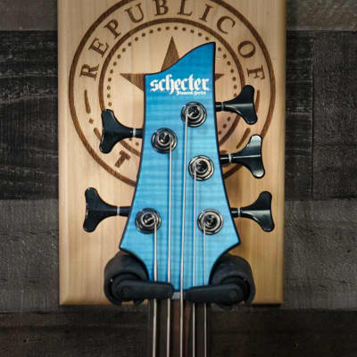 Schecter C-5 GT Satin Trans Blue with Black Racing Stripe Electric Bass Guitar B-Stock image 5