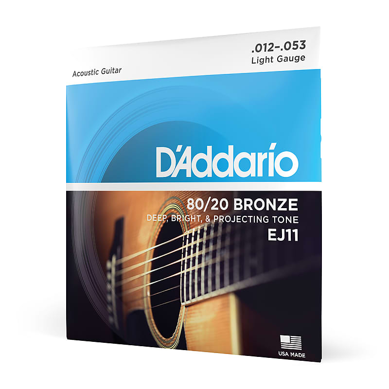 D'Addario EJ11 12-53 Light, 80/20 Bronze Acoustic Guitar Strings image 1