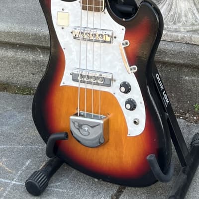 1960s MIJ Rexina Kawai Teisco Short Scale Electric Bass Guitar~Tri Tone Brown Sunburst~Lots of Mojo!~VIDEO! image 2