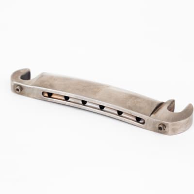 Wrap-Around Compensated Tailpiece, 1953 - 1960 Gibson Replacement Bridge “Stud Finder” (Aged Nickel) image 2