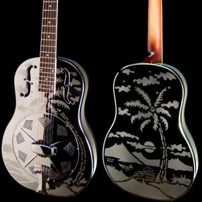 National Reso-Phonic Style O GERMAN SILVER 12 Fret 2023 Mirror Nickel w/ Deco Palms image 11