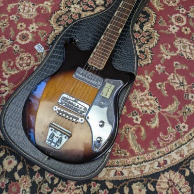 Misc Solidbody Electric Guitar Sunburst (Kawai) 1960s Japan #NA w/Chip Case image 2