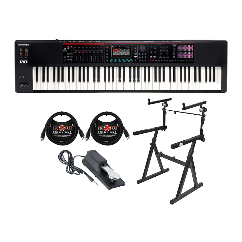 Roland FANTOM-08 88-Key Workstation Synthesizer Keyboard With Two-Tier Keyboard Stand, Sustain Pedal, and MIDI Cables (6 Items) image 1