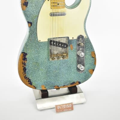 Maybach Custom Shop Teleman Masterbuild by Nick Page Heavy Relic 2021 Turquoise Sparkle 4/4 3289gr image 3