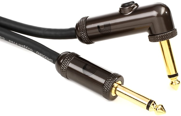 D'Addario PW-AGRA-20 Circuit Breaker Straight to Right Angle Instrument Cable - 20 foot image 1