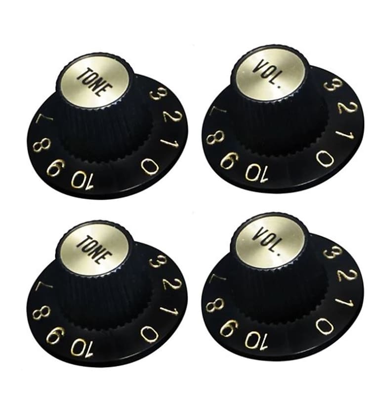 Witch Hat Knobs (4) Set For Fender & Gibson Guitars Black w Reverb