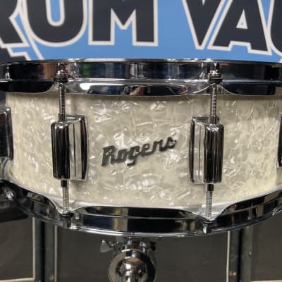 Rogers 14x5" Dyna-Sonic Snare Drum 1960s - White Marine Pearl, Stunning! image 1
