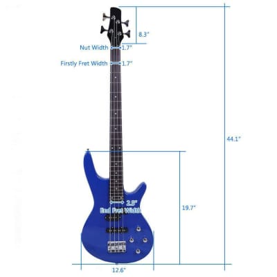 Unbranded Blue 4 Strings Electric IB Bass Guitar image 3
