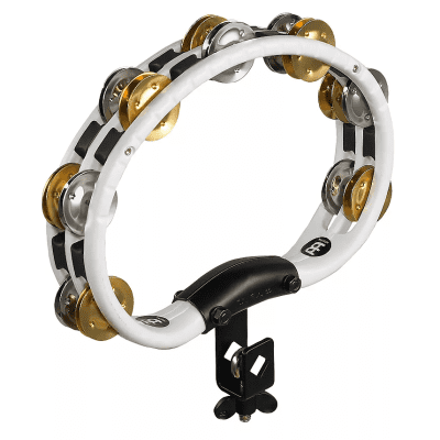 Meinl TMT2M-WH Recording Combo Mountable Tambourine with Double Row Brass/Steel Jingles