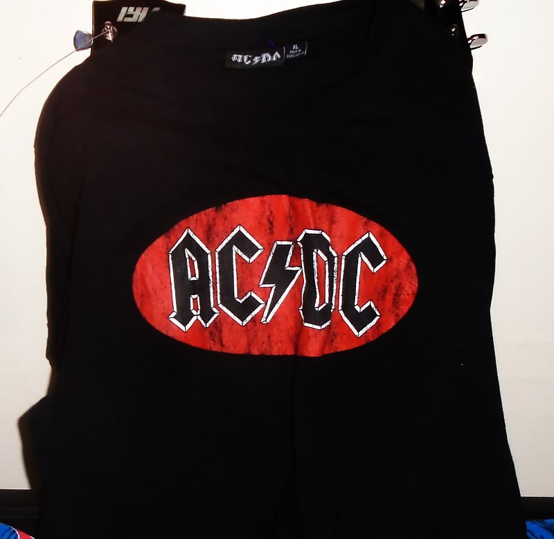 ac dc red black logo official logo XL tee - angus | Reverb