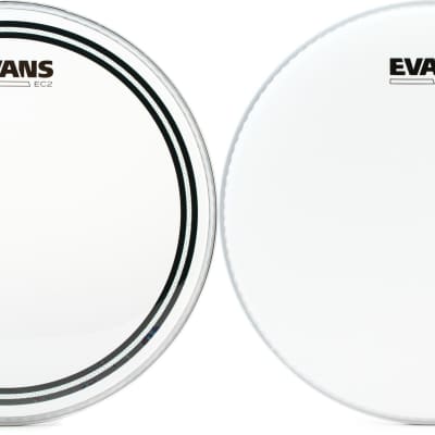 Evans EC2S Clear Drumhead - 12 inch  Bundle with Evans Reso 7 Coated Resonant Drumhead - 12 inch image 1