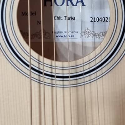 Travel acoustic backpacker guitar, steel strings + gig bag soft case gift, HORA image 5