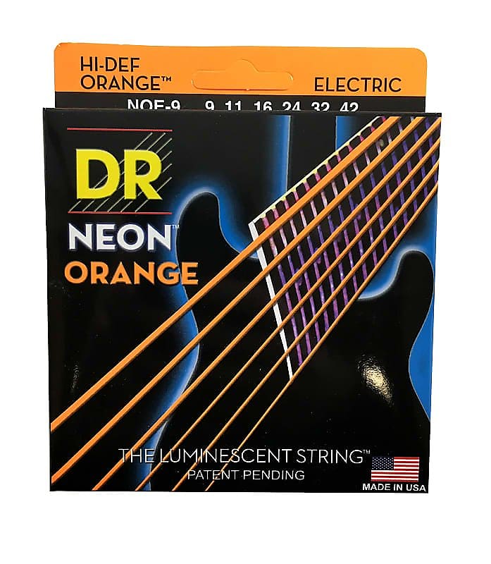 DR Strings Guitar Strings Electric Neon Orange 09-42 Light image 1