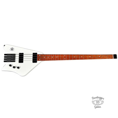 BootLegger Guitar Ace  Headless Bass White 7.8 Pounds White Stiletto Case &  Flask image 2