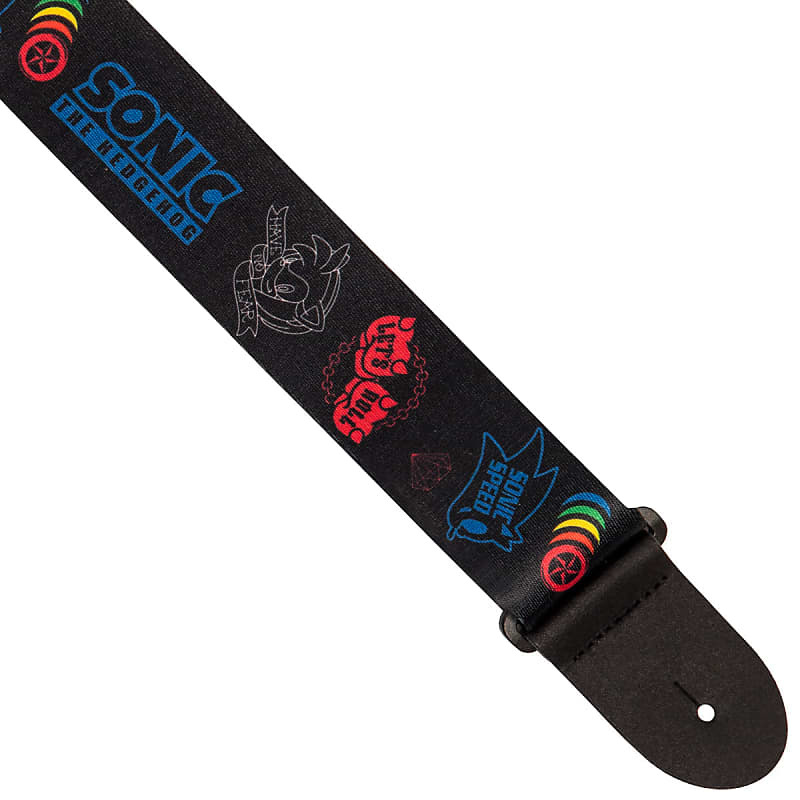 Perri's Official Sonic The Hedgehog Polyester 2 Guitar Strap ~  Black/Blue/Red