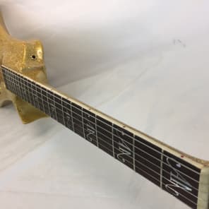 Galaxy Mara AttilaZaster Handmade Custom V  Holographic Gold Metalflake Guitar image 4